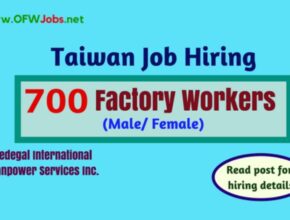 Unskilled Worker Jobs in Taiwan 2023
